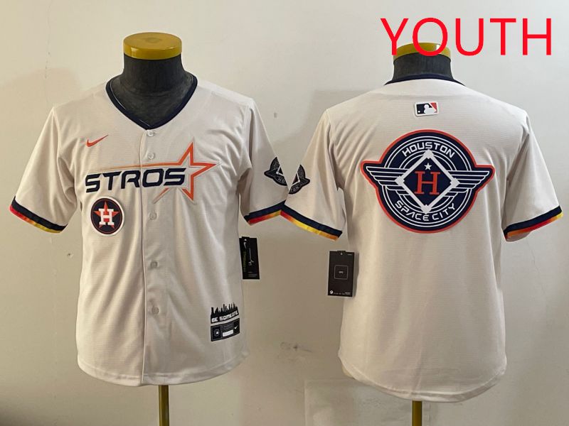 Youth Houston Astros Blank Cream three generations Joint Name 2025 Nike MLB Jersey style 41429->youth mlb jersey->Youth Jersey